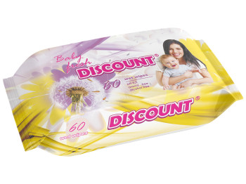 Влажные салфетки детские "Discount" "С экстрактом календулы и витамином Е" 60 шт