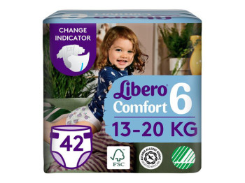 Підгузки Libero Comfort 6, 13-20кг, джамбо, 42шт