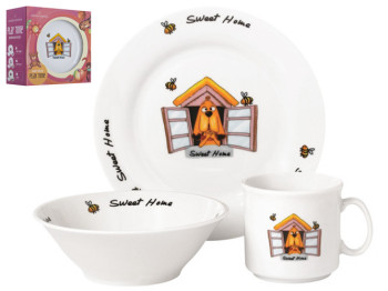 Набір посуду дитячого фарфор Limited Edition "Sweet home" 3 предм. (чашка, тарілка, супник) 86126