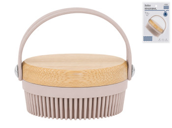 Щетка массажная Bathlux для мытья головы и тела, силиконовая, 9×7,8 см, бежевая