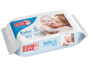 Вологі серветки дитячі "Lili" "З екстрактом календули і вітаміном Е" 80 шт