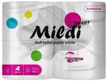 Бумага туалетная Mildi Smart двухслойная, белая (4рул в упаковке)
