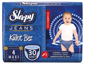 Підгузки - трусики Sleepy Jeans Maxi, розмір 4 (7 - 14кг) 30шт