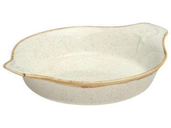 Блюдо для запікання Porland Beige, фарфор, овальна форма, колір бежевий, діаметр 21 см