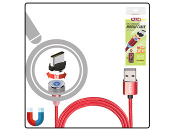 Кабель магнітний PULSO USB - Micro USB 2,4А, 2m, red (тільки зарядка)