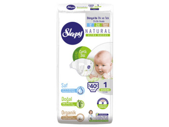 Підгузки Sleepy Natural Diaper Newborns, розмір 1 (2 - 5кг) 40шт