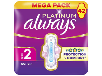 Прокладки Always Ultra Platinum Super, денні, з крильцями, ароматизовані, 4 краплі, 42шт