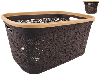 Кошик для білизни Dantel, з рамою, пластик, 40л, 53×37×25см, колір коричневий