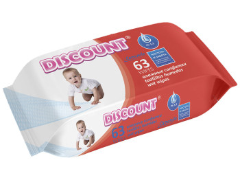 Влажные салфетки детские "Discount" "С экстрактом ромашки" 63шт
