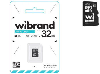 Карта пам'яті Wibrand мicroSDHC 32gb UHS-1 10 Class Колір Чорний