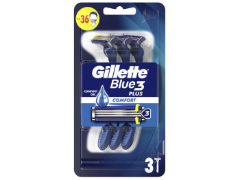 Бритва для гоління Gillette Blue 3 Comfort Slalom, одноразовий, 3 леза, пластик, хром, 3шт
