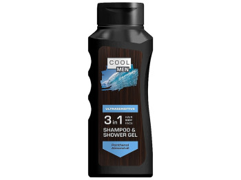 Гель-шампунь Cool Men Ultrasensitive 2 в 1, з D-пантенолом та мигдальним маслом, 400мл
