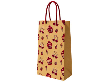 Пакет подарунковий крафтовий S Sweets, папір, з ручками, 12×22×6,5 см