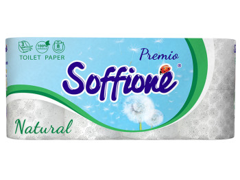 Папір туалетний Soffione "Fresh Natural" тришаровий (ціна за упаковку 8 рулонів)