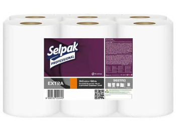 Полотенце бумажное Selpak Professional Extra, для автомат. диспенсеров 2 слоя, 21см, 135м, 6 рулонов