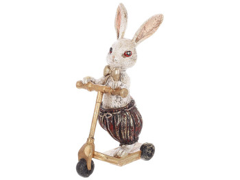 Декоративна статуетка Кролик-хлопчик на самокаті, 15x9x25см