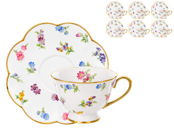Чайний набір Petite Fleur з чашками та блюдцями, порцеляна, 220 мл, 12 предметів (ціна за набір)