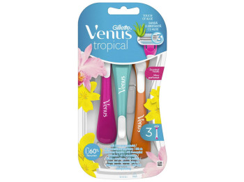 Станок для гоління Gillette Venus Tropical, жіночий, одноразовий, пластик, сталь, 3 леза, 3шт