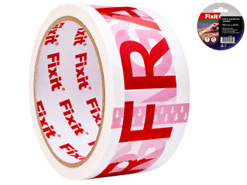Скотч упаковочный Fragile, PVC, 48мм×40м, цвет бело-красный