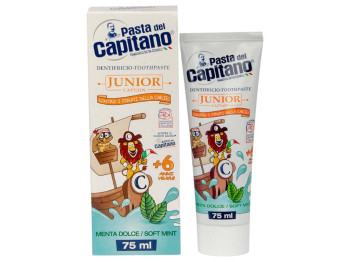 Зубна паста Pasta Del Capitano Junior 6+, з фтором та кальцієм, смак солодка м'ята, 75мл
