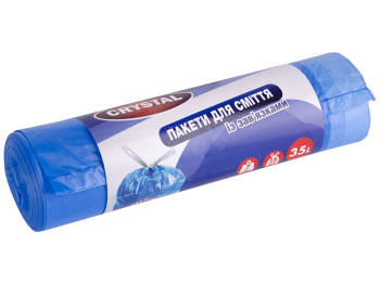 Пакет сміттєвий Crystal із зав'язками, міцні 35л 15шт