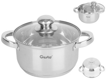 Каструля з кришкою GUSTO Nuovo капсульне дно, нержавіюча сталь 2,6л D18см GT-1500-18