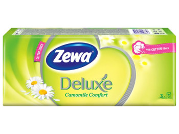 Носовые платки Zewa Deluxe Ромашка, 3х слойные (цена за упаковку 10 пачек по 10 платков)