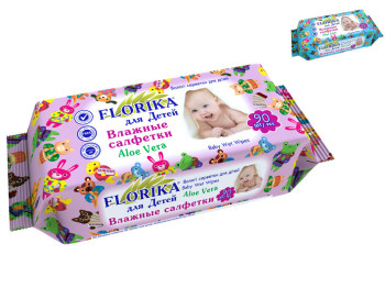 Вологі серветки дитячі Florica "Алое вера" 90шт