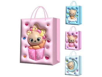 Пакет подарочный бумажный L Teddy 3D, 31х41х12см
