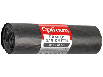 Пакети для сміття Pro Optimum LD, 60x70см, 60л, 10шт, чорні, 16118245