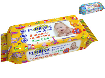 Вологі серветки дитячі Florica "Алое вера" 48шт