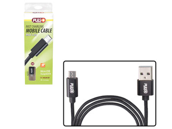 Кабель Pulso CC-1802M BK, USB - Micro USB 3А, 2м, black (швидка зарядка/передача даних)