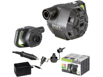 Насос аккумуляторный Intex 66642,220/12V, 600 л/мин, с насадками и адаптерами, пластик, цвет черный