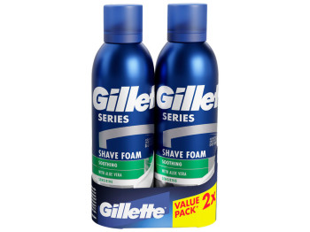 Піна для гоління Gillette Series для чутливої шкіри з алое вера, 2х200мл (ціна за 2шт)