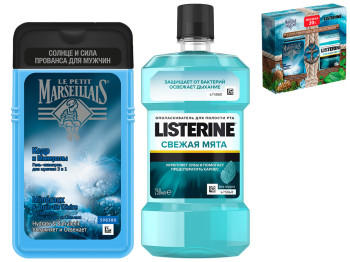 Набір подарунковий Le Petit Marseillais Listerine Сила природи для чоловіків (гель 250мл+гель 250мл)