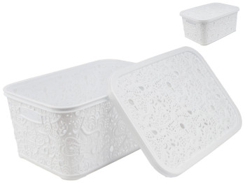 Корзина с крышкой "Ажур" (цвет - белый) 10л Efe plastics