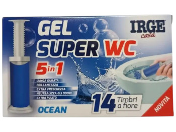Гель-стикер для унитаза Irge Casa, Gel Super WC 5 в 1 Ocean, 14 аппликаций, полимер, 45г