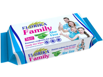 Вологі серветки для всієї родини Florica "Алое вера" 36шт
