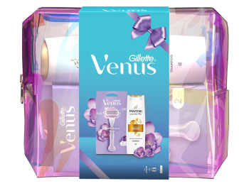 Набір для догляду Gillette Venus, верстат + 2 касети + шампунь Pantene Pro-V + косметичка, 5шт