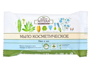 Мило тверде косметичне "Зелена Аптека" Овес і льон 75 г
