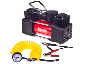 Компресор "Штурмовик" АС-72 150psi/25Amp/60л/2 циліндра/шланг 5,0м/клеми/з дефлятором