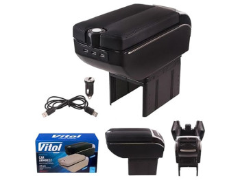 Підлокітник Vitol, HJ48020, попільничка, підсклянник, 7 USB портів, чорний