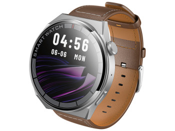 Смарт-часы Hoco Y35, Bluetooth 5.3, 250мАч, TFT дисплей, пластик, кожзам, 100×100×65мм, цвет сталь