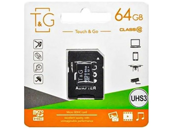 Карта Пам'яті  T&G MicroSDXC 64gb UHS-3 10 Class & Adapter Колір Чорний