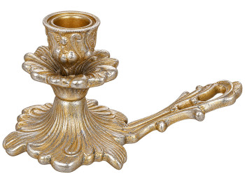 Подсвечник декоративный с ручкой, состаренное серебро, 16,5×9×8,9 см