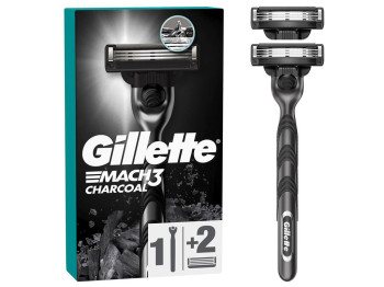 Бритва з 3 лезами Gillette Mach3 Charcoal із 2 змінними касетами