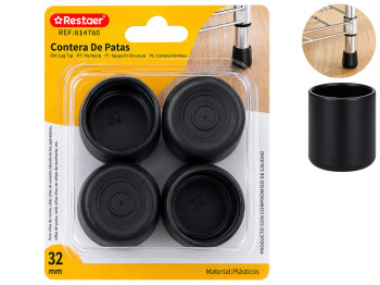 Накладки на ножки мебели Restaer, пластик, d3,2×4см, цвет черный, (цена за набор 4шт)