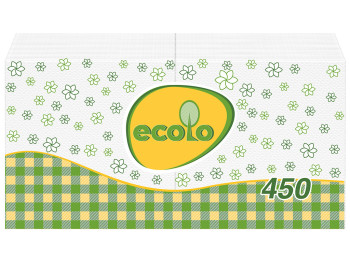 Серветки паперові Ecolo одношарові 24х24см білі (ціна за упаковку 450шт)