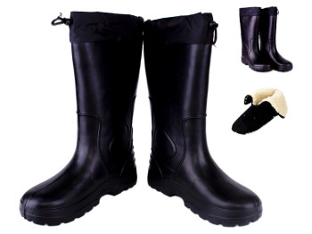 Сапоги мужские на искуственном меху EVA  черные 43-44 размер