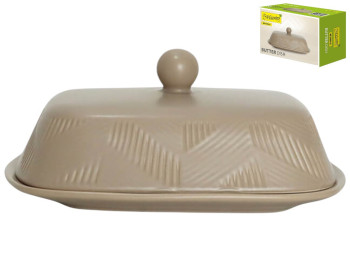 Маслянка Maestro Geometry Beige, кераміка, 19×13×8см, колір бежевий